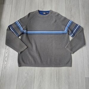 Transnine Vintage Men's Gray Sweater with Blue Stripes XL